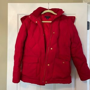 Lands End Down coat with remove snow faux fur trimmed hood